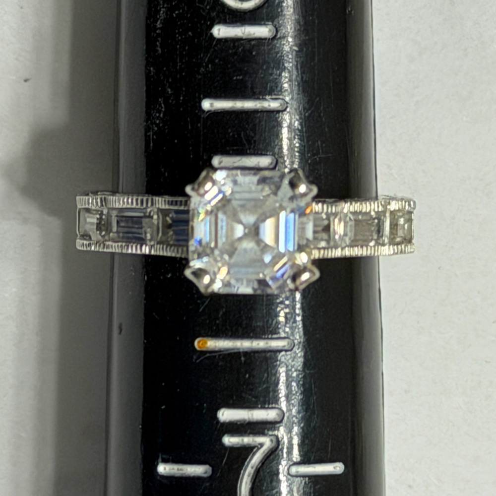 Tacori Diamonique Platinum Clad Sterling Engagement Ring size 6